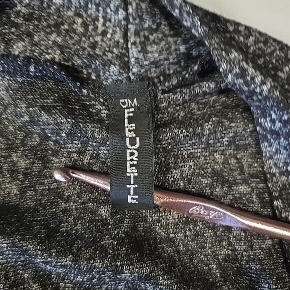 Long Soft Sweater Cardigan Duster SzL VTG USA Thin Boho Chic Gray Open Wrap Y2K - Picture 9 of 9